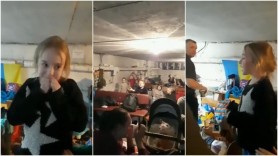 Zeci de ucraineni aflaţi într-un buncăr, în lacrimi după interpretarea emoționantă a unei fetiţe. ”Până şi bărbaţii au plâns”